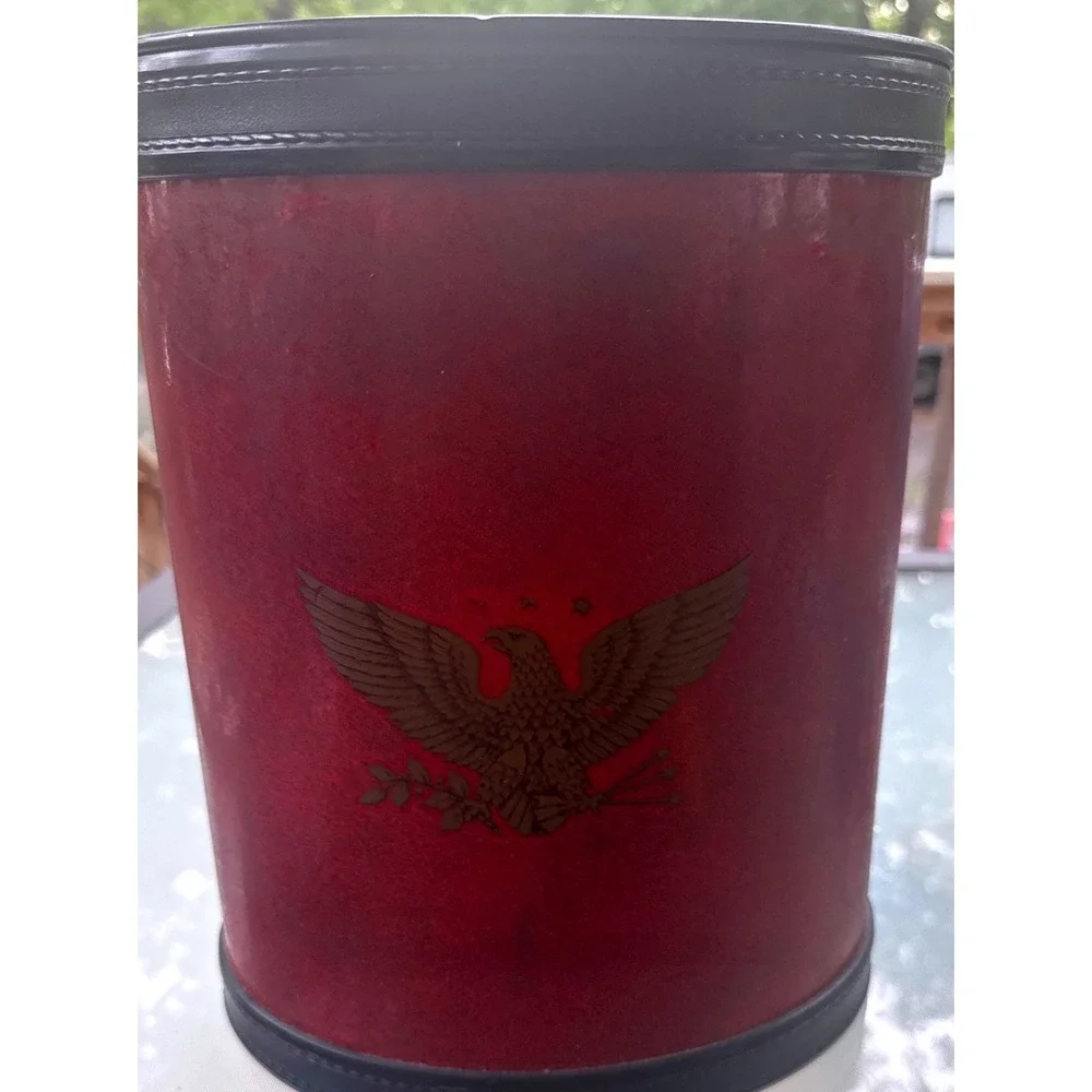 Kraftware Wastebasket Red Good Federal Eagle Faux Leather Vintage